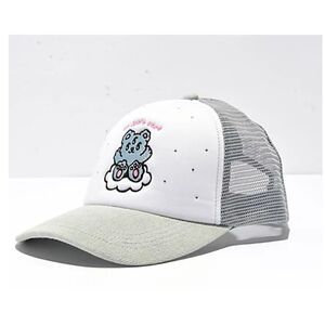 A.LAB Eye Don't Care Trucker Hat Cap Embroidered Teddy Bear with Rhinestones y2k